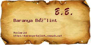 Baranya Bálint névjegykártya